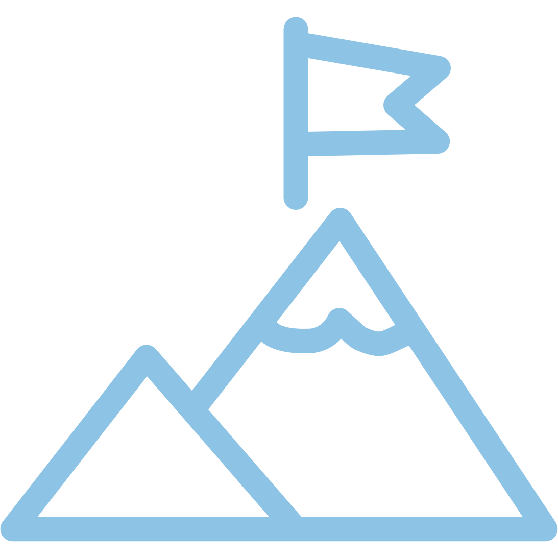 Icon für Zielerreichung - ein Berg mit einer Flagge auf der Spitze